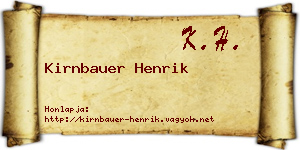 Kirnbauer Henrik névjegykártya